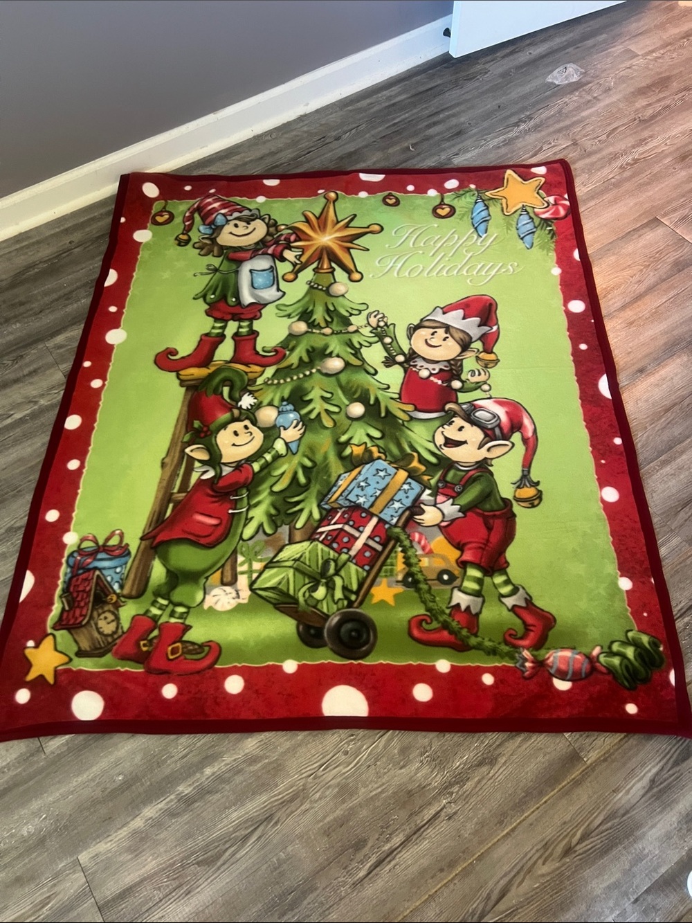 Elf themed Christmas / holiday blanket - never used ! Like new!